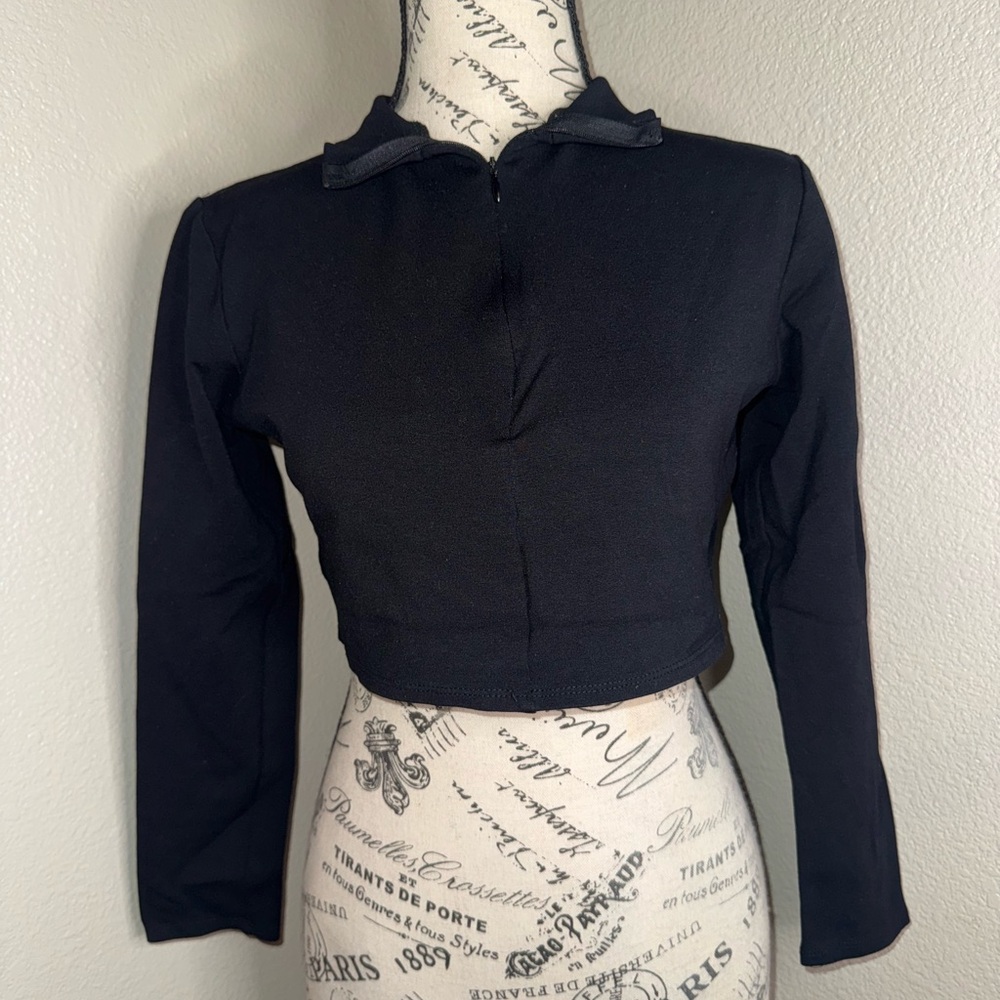 Naked Wardrobe Black Button Down Crop Top